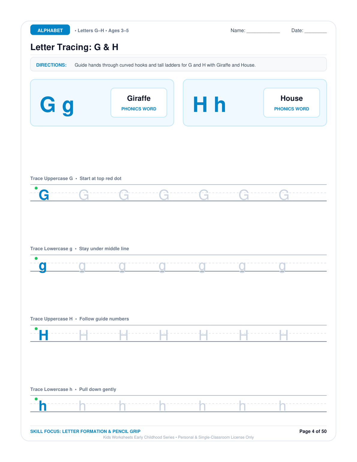 Letter Tracing: G & H