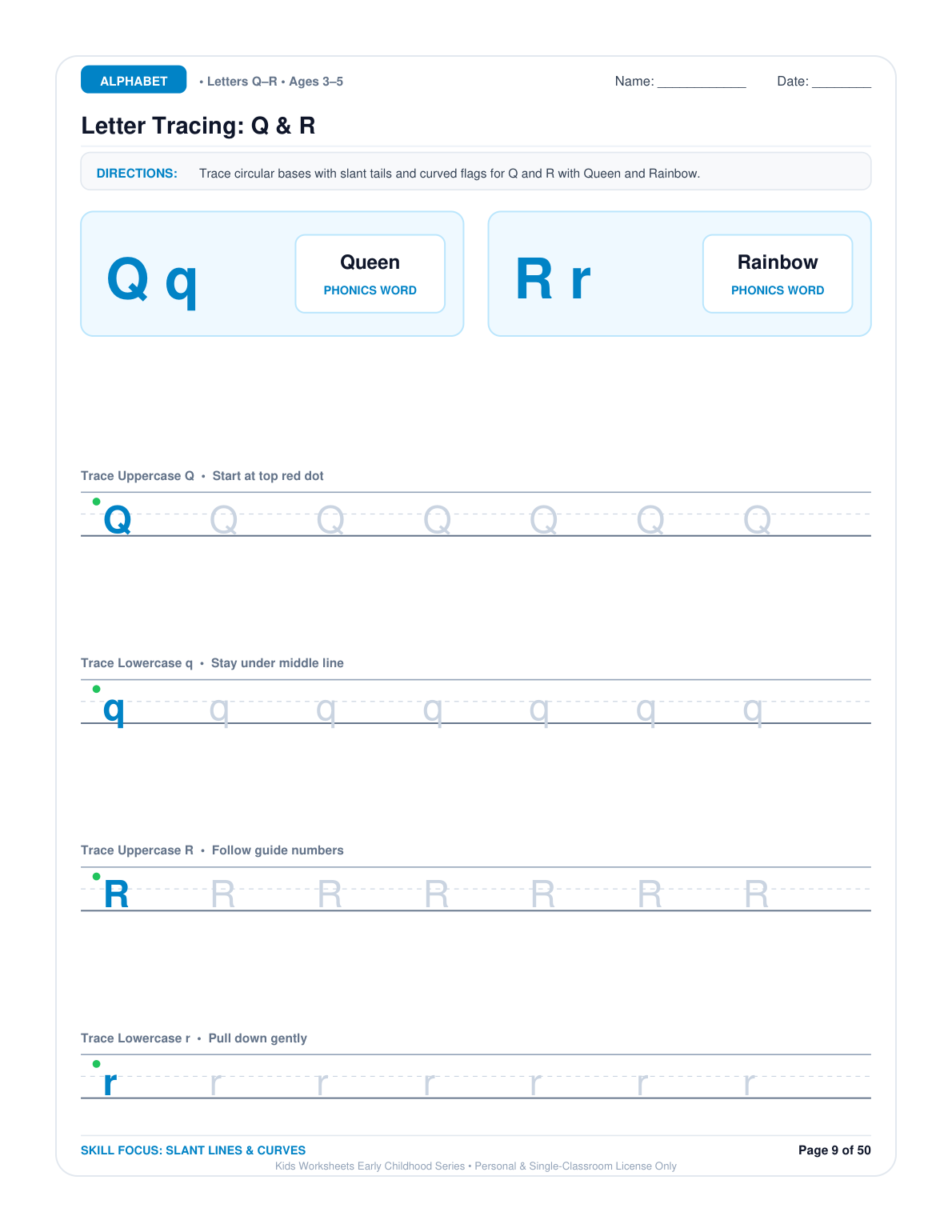 Letter Tracing: Q & R