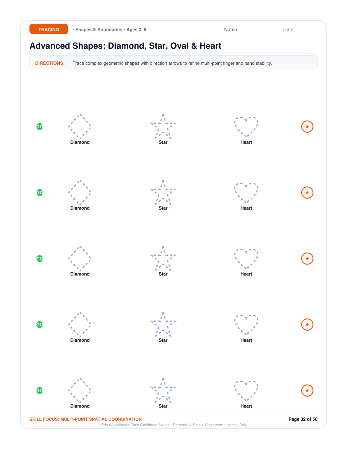 Advanced Shapes: Diamond, Star, Oval & Heart